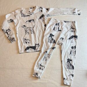 Monica + Andy Black White Dog Print Kids Pajama Set Organic Cotton Size 3T